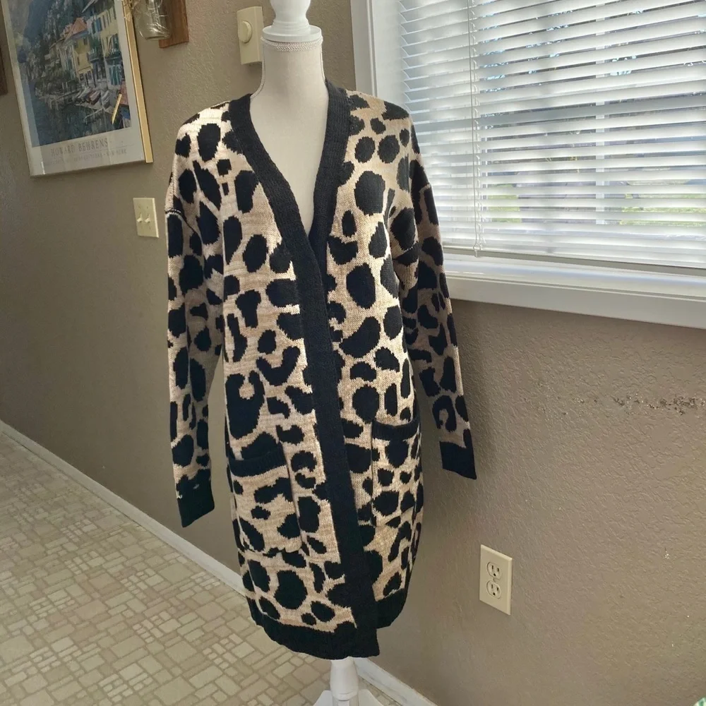 CENY spotted open front cardigan, Sz. L